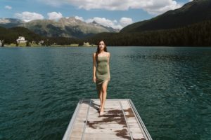 Summer photoshoot in St. Moritz by the lake