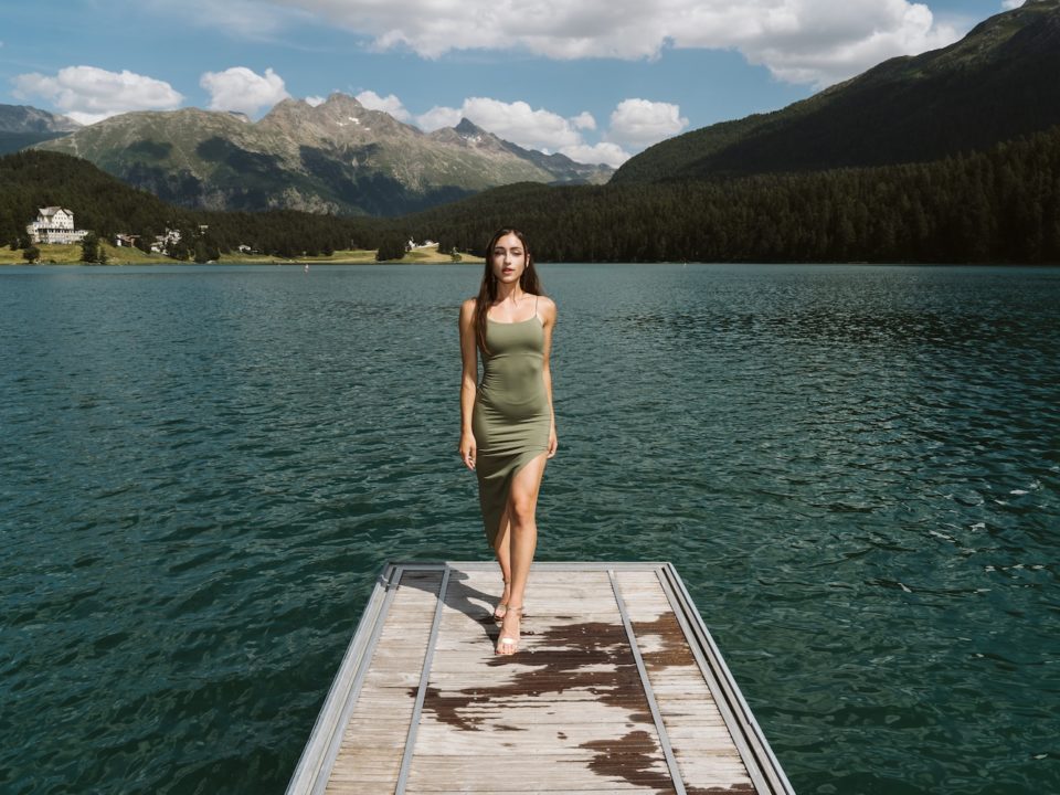 Summer photoshoot in St. Moritz by the lake